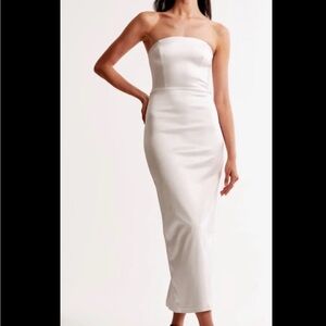Abercrombie & Fitch Strapless White Midi Dress